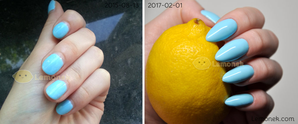 paznokcie przed po postęp lemonek blog recenzja wszytko jest możliwe neonail pstel blue